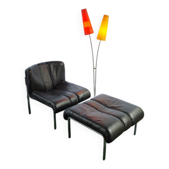 Siège en cuir avec chaise longue Ottomane modèle 1200 Eichenberger pour Girsberger