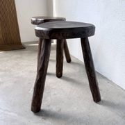 Pair of tripod stools in oak