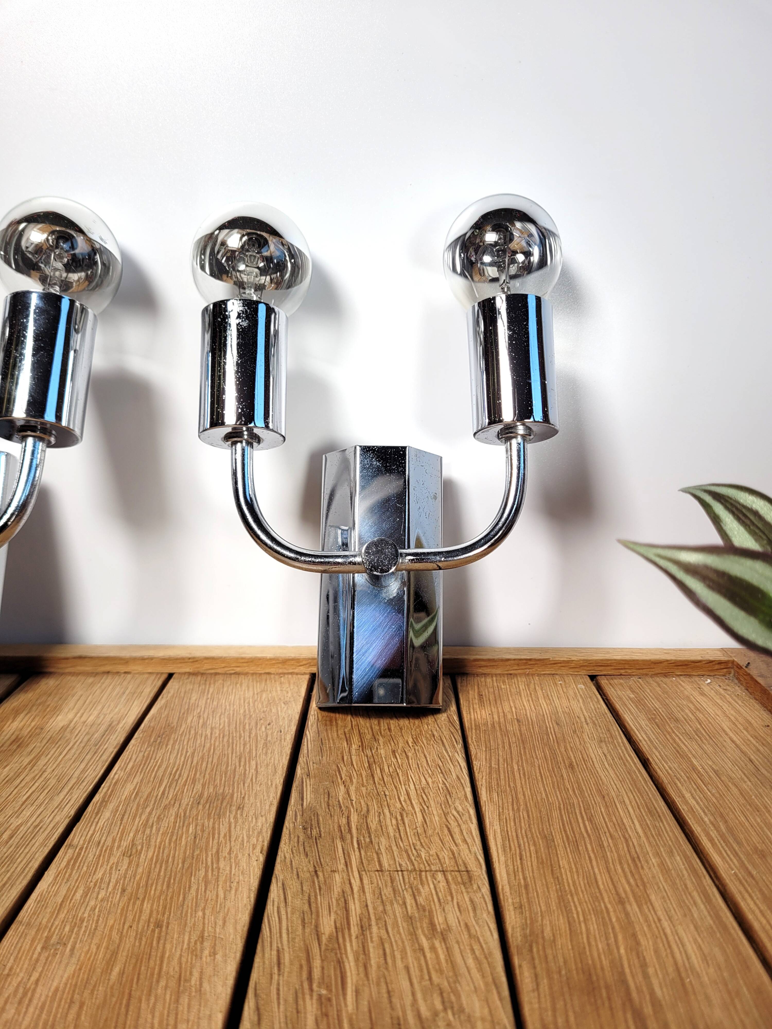 Pair of 1970 chrome wall lamps