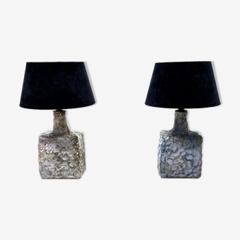 Ensemble de deux lampes de table en céramique de style brutaliste par Mobach