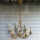 Antique cage chandelier in bronze, 6 lights, Louis XV style, in working condition, 4.8 kg.