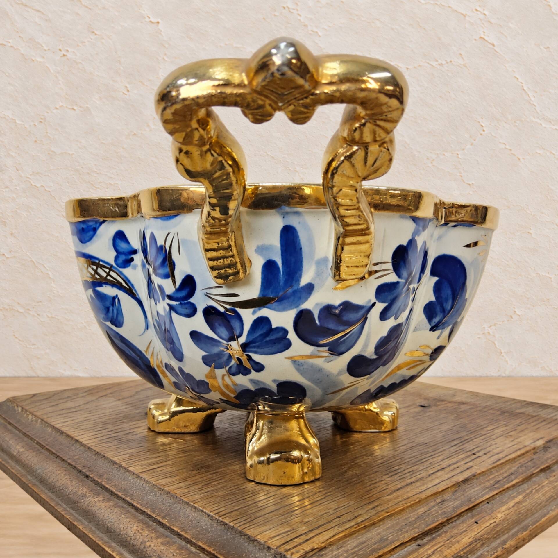 Vintage bonbonniere H. Bequet blue birds hand-painted