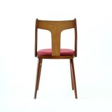 Elegant Dining Chairs In Wood And Pink Upholstery, Czechoslovakia 1960s, Se