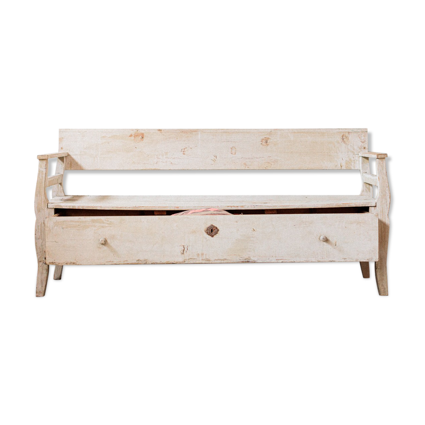 White wooden chest bench