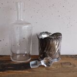 Antique glass bottle engraved and silver-plated metal – Gallia hallmark