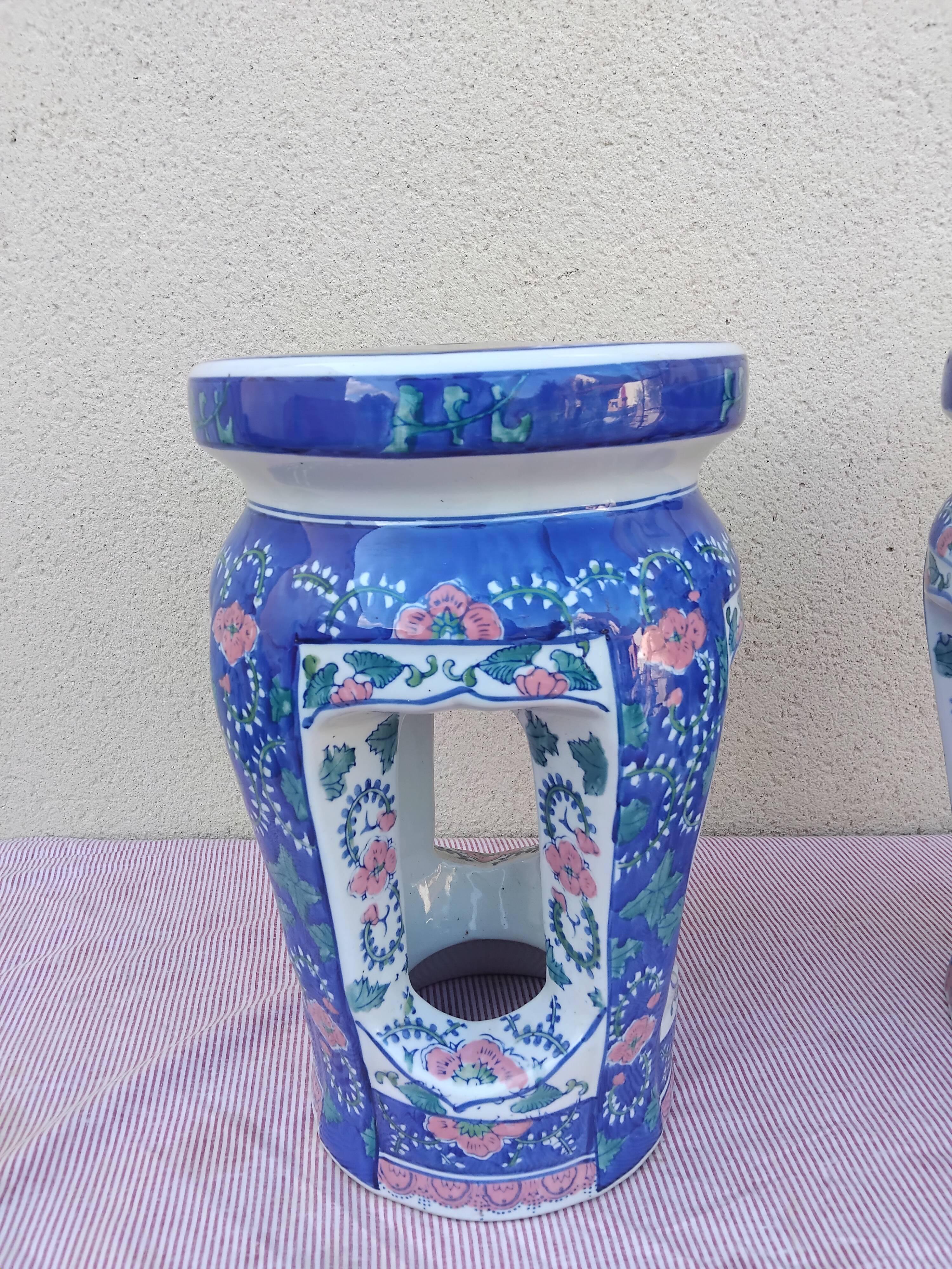 Pair of Asian Chinese porcelain stools