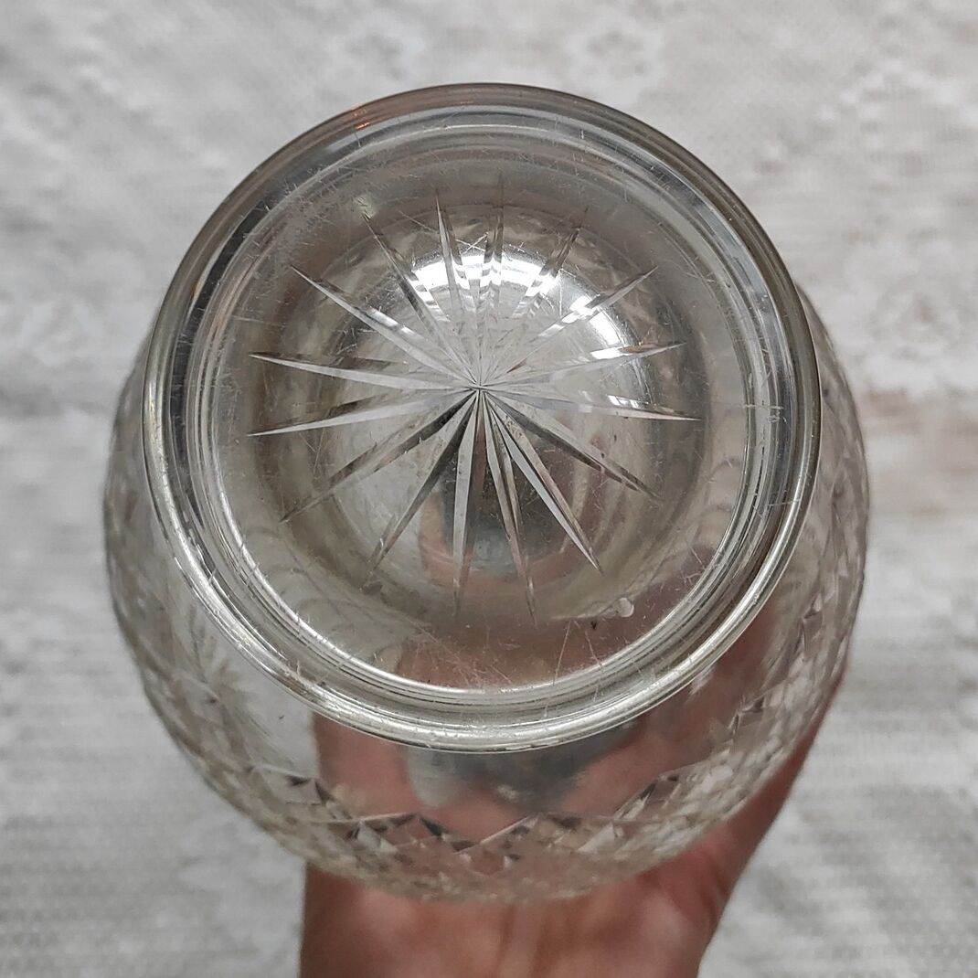 Cut crystal ewer and brass