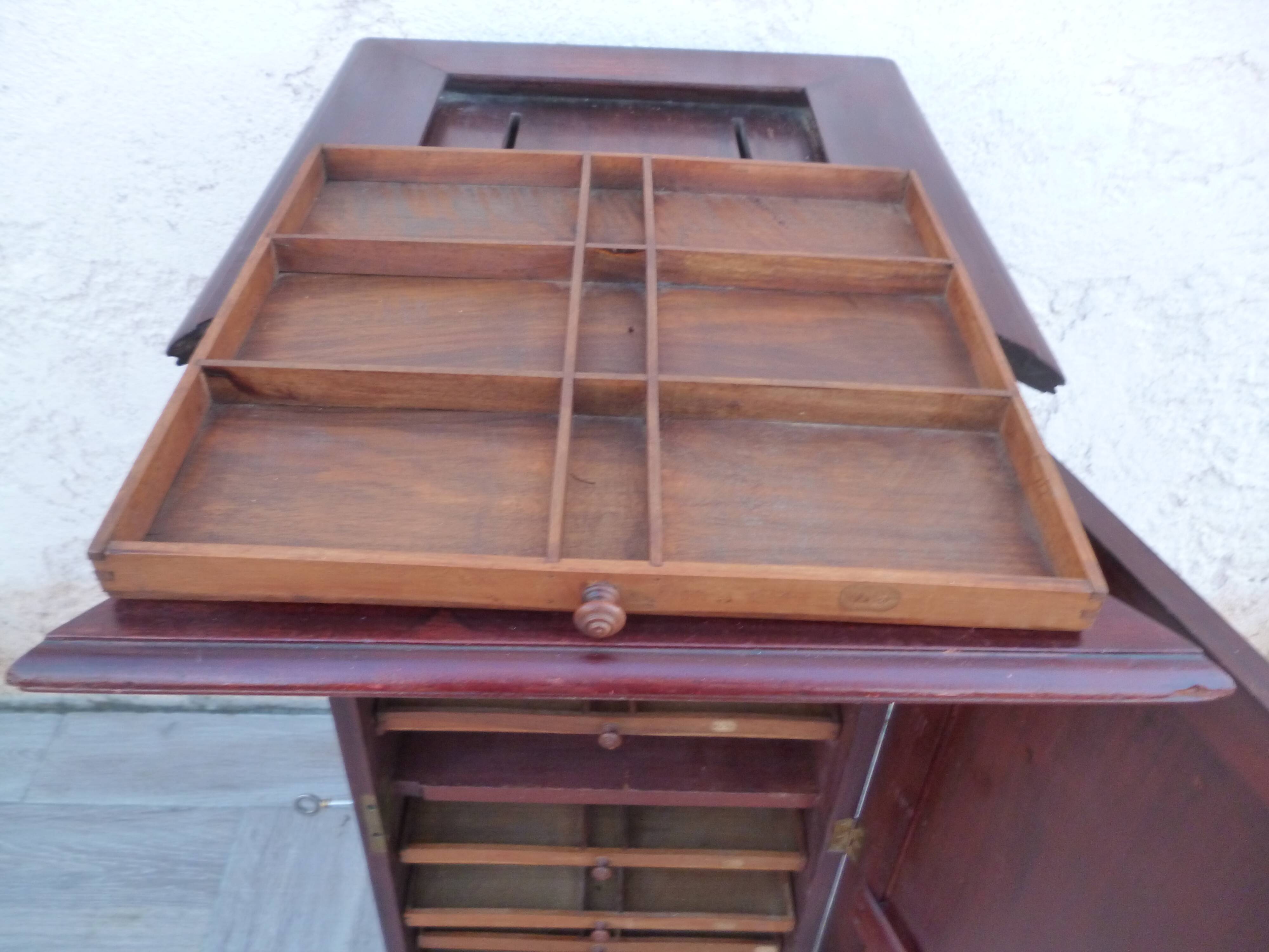 Watchmaker's trade furniture jeweler with antique mahogany secret