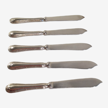 5 couteaux à beurre en métal argenté Mappin & Webb