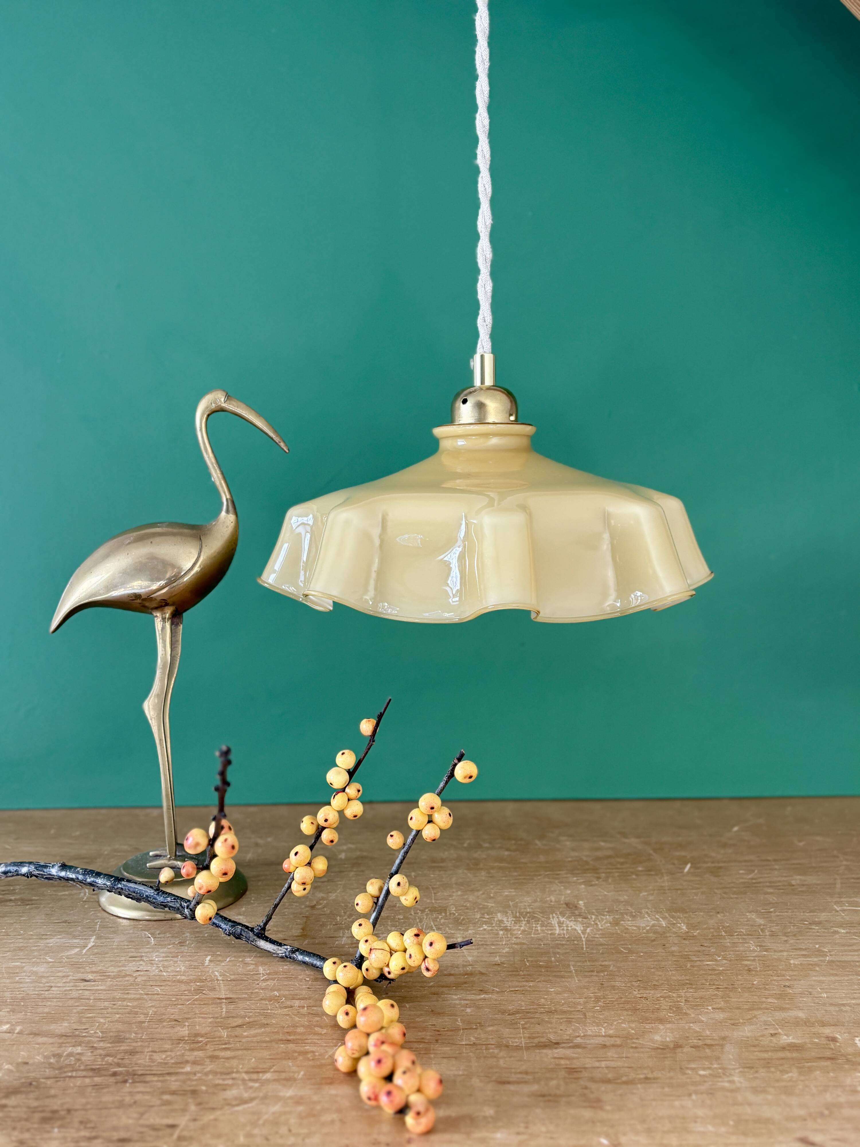 Vintage yellow opaline pendant light