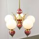 Mid-Century Italian Brass, Opaline & Ceramic Chandelier