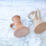 2 stoneware candle holders