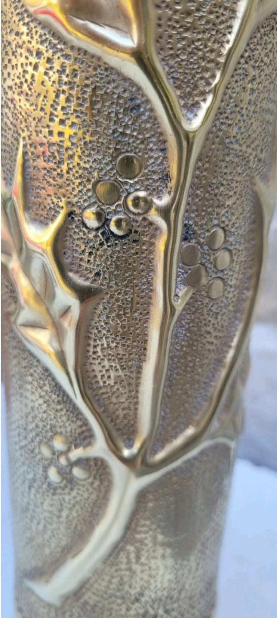 75 shell casing carved - Art of the poilus floral decoration WW1