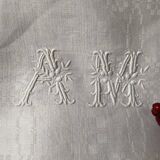 6 towels XIXth s linen and damask silk A M