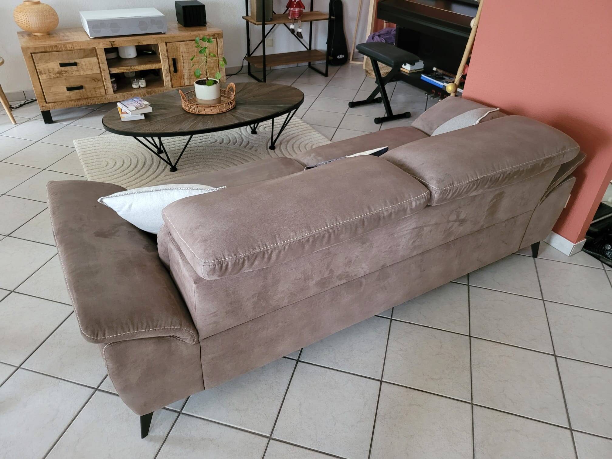 Newport 3-seater taupe microfibre sofa