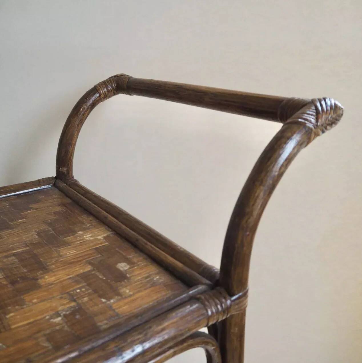 Rattan serving trolley