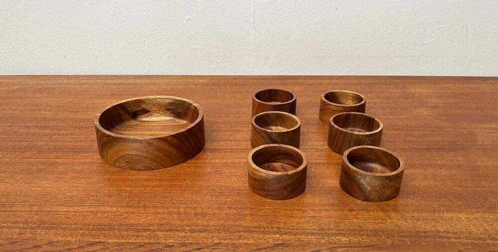 Ensemble de 7 bols vintage en teck scandinave