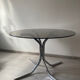 Round table smoked glass chrome legs 1970
