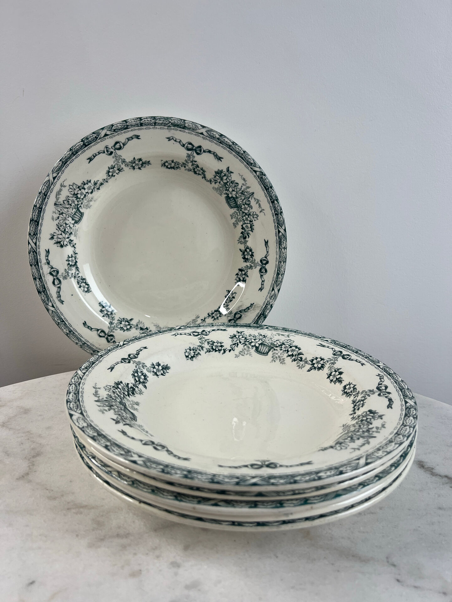 Set of 6 deep plates in ironstone Ninon 24cm