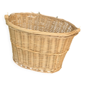 Panier a velo en rotin, osier tresse, avec anse et crochets, vintage