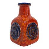 Scheurich West Germany Bay ceramic vase orange with blue fossils, 1970s