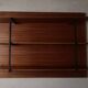 wall-mounted bookcase in wood and black metal, Scandinavian design 1970
