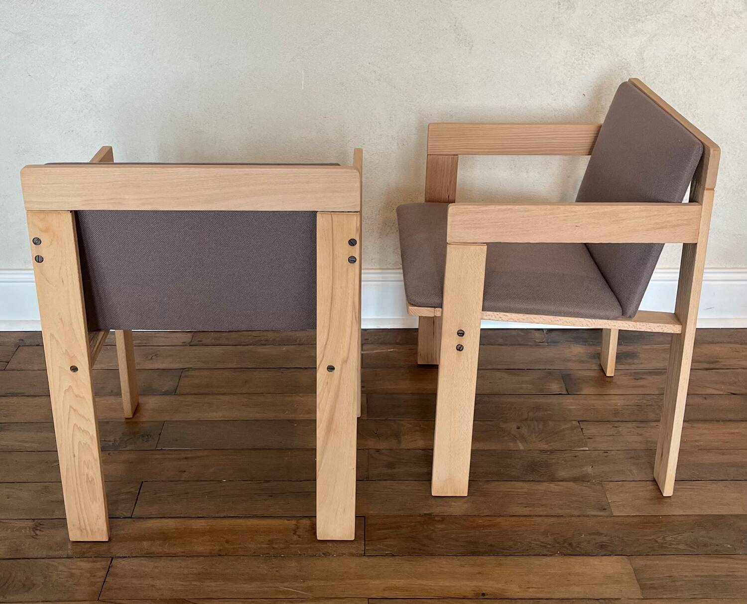 Set of 6 Fratelli Reguitti natural wood armchairs