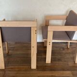 Set of 6 Fratelli Reguitti natural wood armchairs