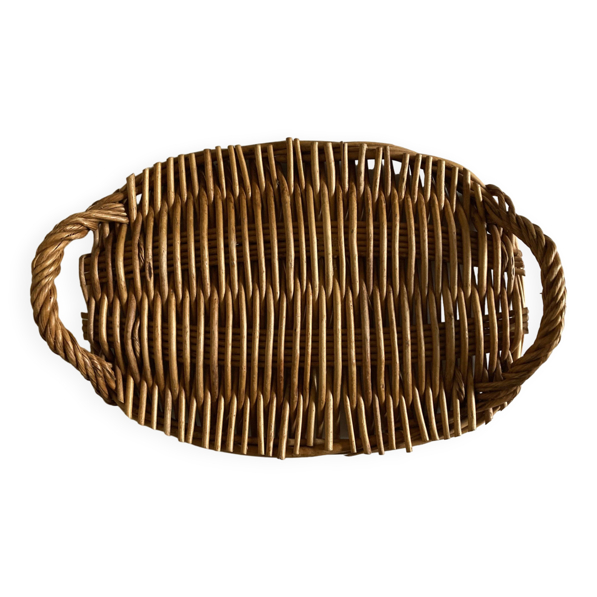 Woven wicker cheese board 1970