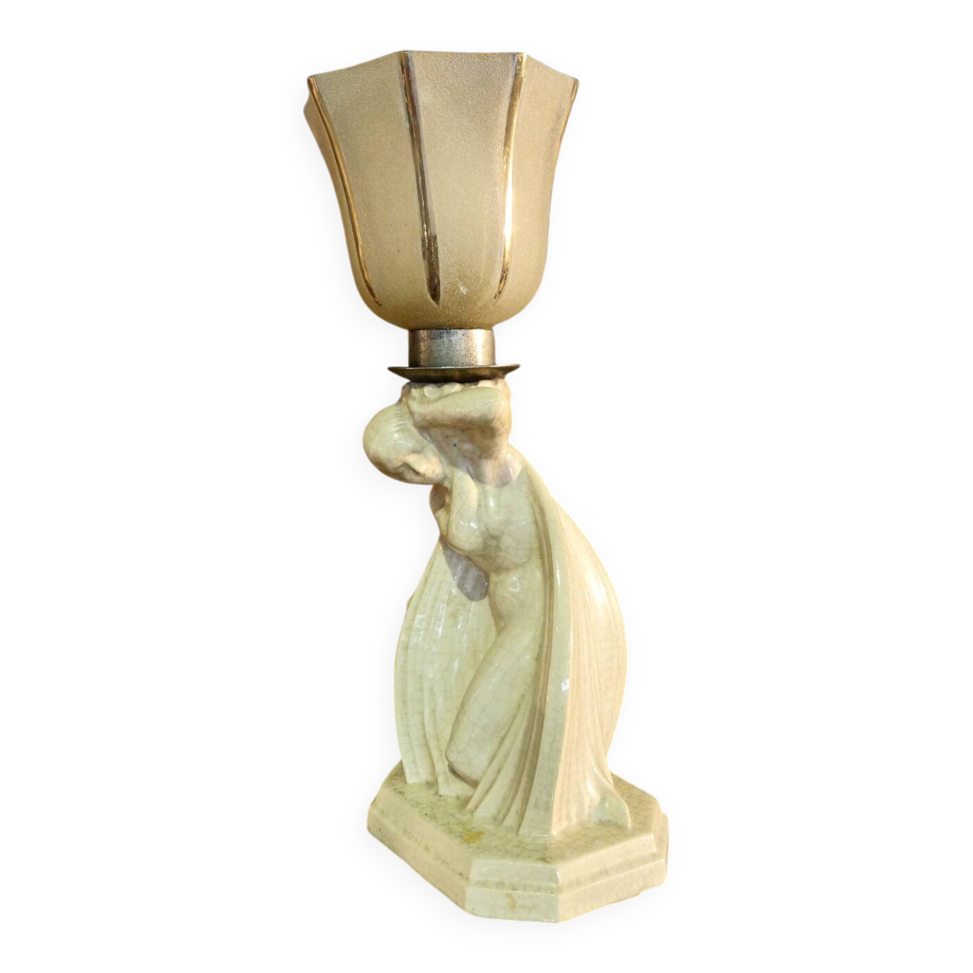 Lampe Céramique Art Déco 1930 Signé Fontinelle