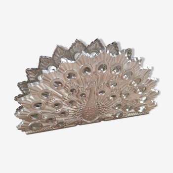 Peacock napkin holder in silver metal