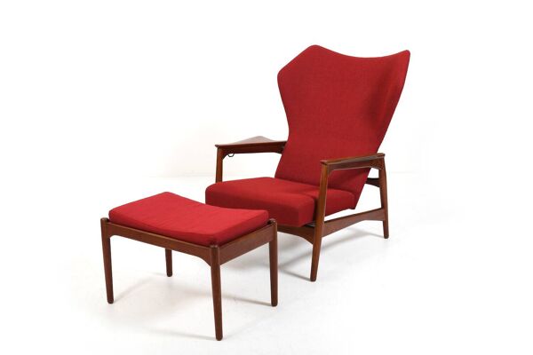 Fauteuil inclinable Cloud Master en teck Ib Kofod-Larsen 1950