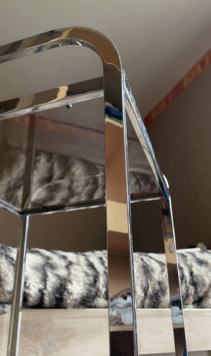 Sellette étagère vintage vers 1970 chromée