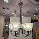 Ceiling light / Chandelier Atelier Petitot Paris, glass and nickel-plated metal, Art Deco, 1930s – France
