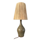 Lamp in stoneware and raffia electrified to nine