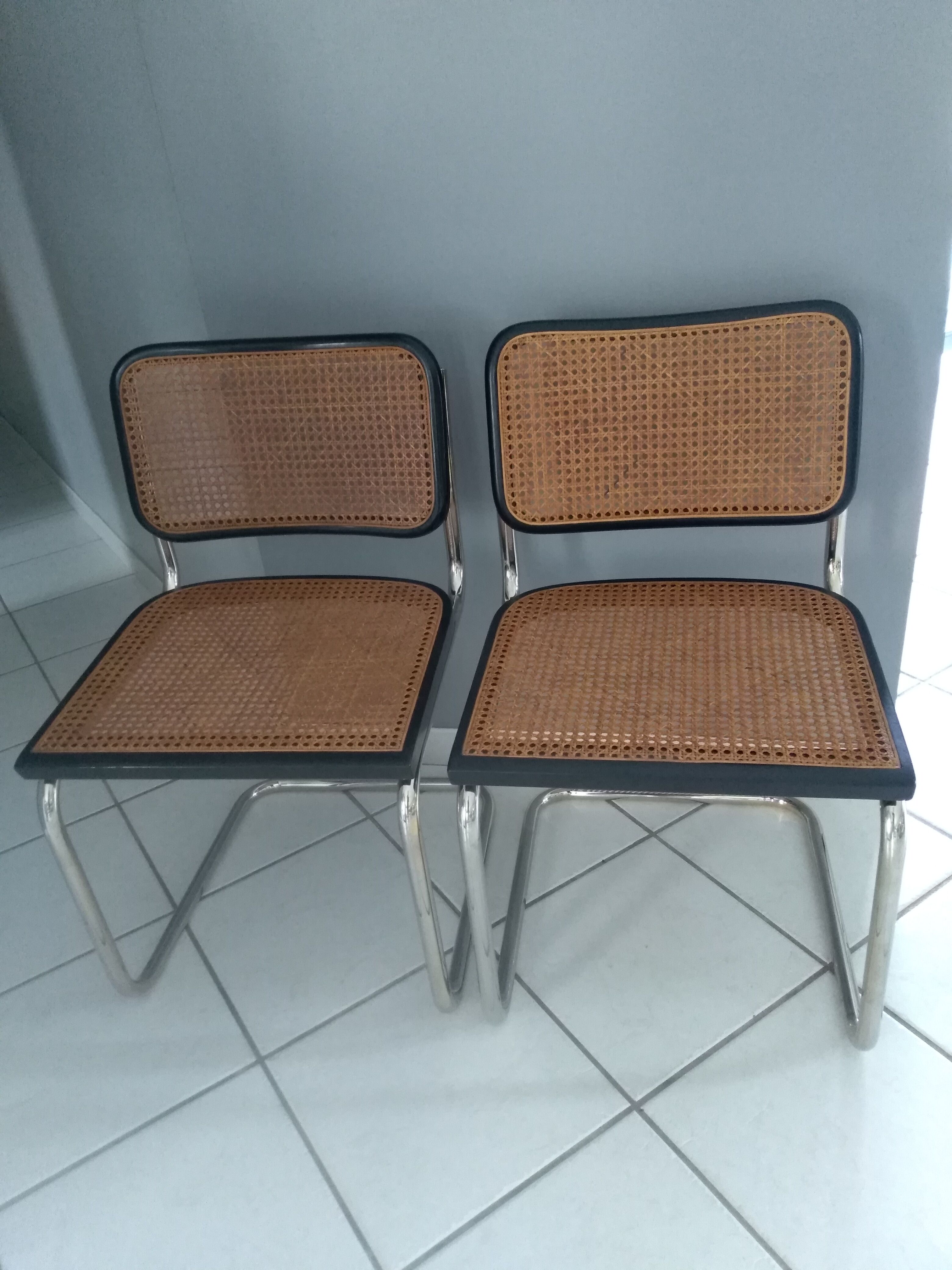 Pair of Chairs Cesca B32 by Marcel Breuer vintage year 1988