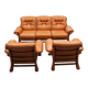 Leather Seating Set, 3 Pieces  For sale: a classic 3-piece leather seating