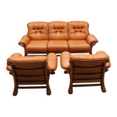 Ensemble de sièges en cuir, 3 pièces À vendre : un ensemble de sièges en cuir classique de 3 pièces