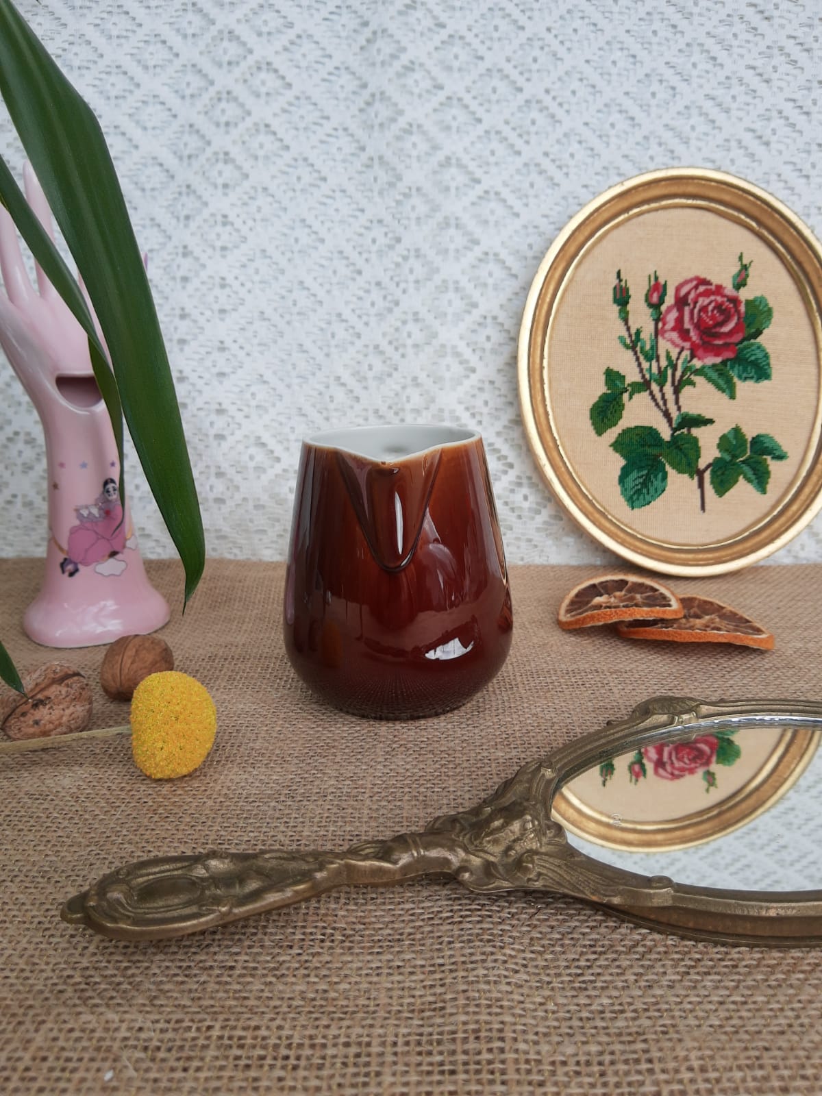 Brown ceramic teapot - vintage