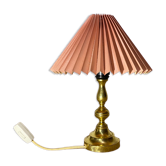 Vintage Brass Lamp by Knud Christensen Made in Denmark | Gold/Brass Base With Pink Lampshade
