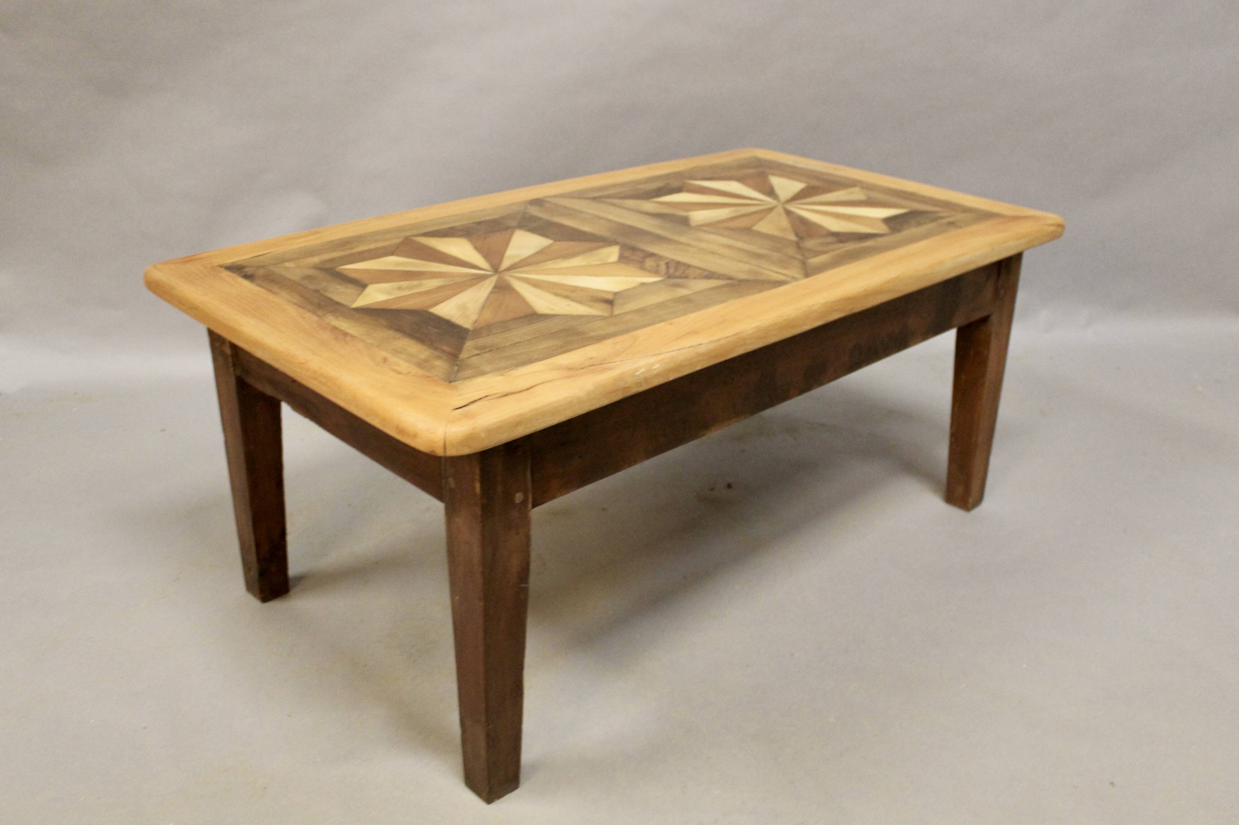 110 cm Coffee Table with Antique Parquet Top