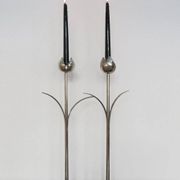 Italian Candleholders in Silver Metal from Mesa, 1970s, Set of 2