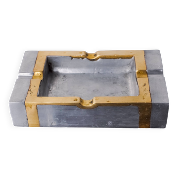 Brutalist ashtray by David Marshall, bronze and brass, Spain, 1970