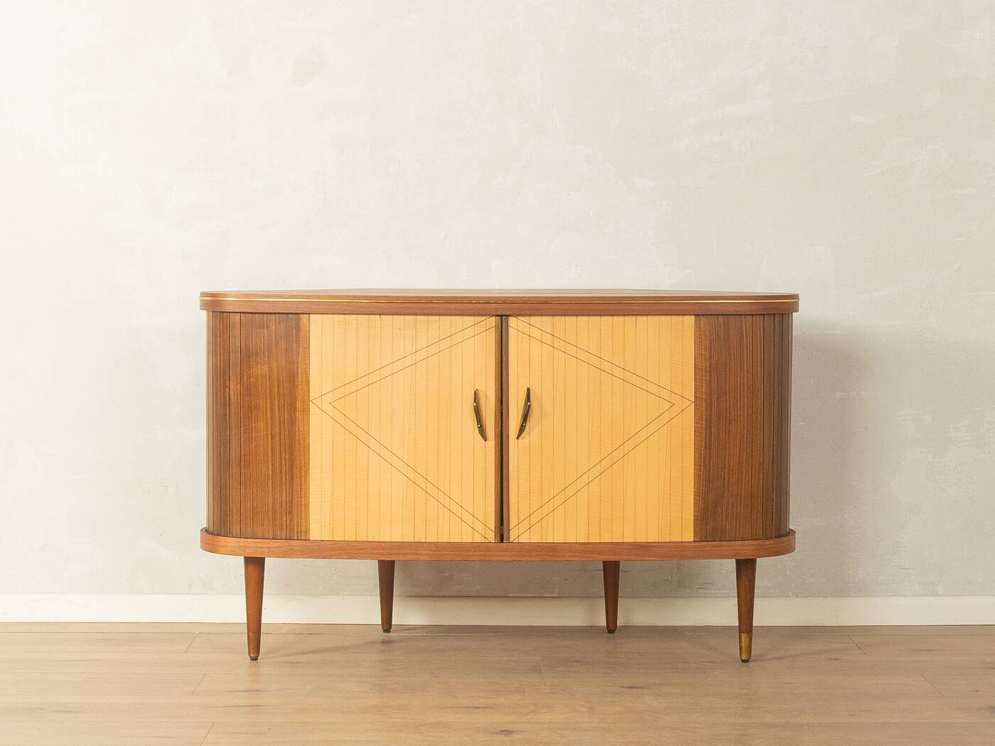 Elegant bar cabinet from the 1950s with rotating compartment and mirrored back
