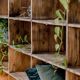 Factory locker cabinet, wood and green