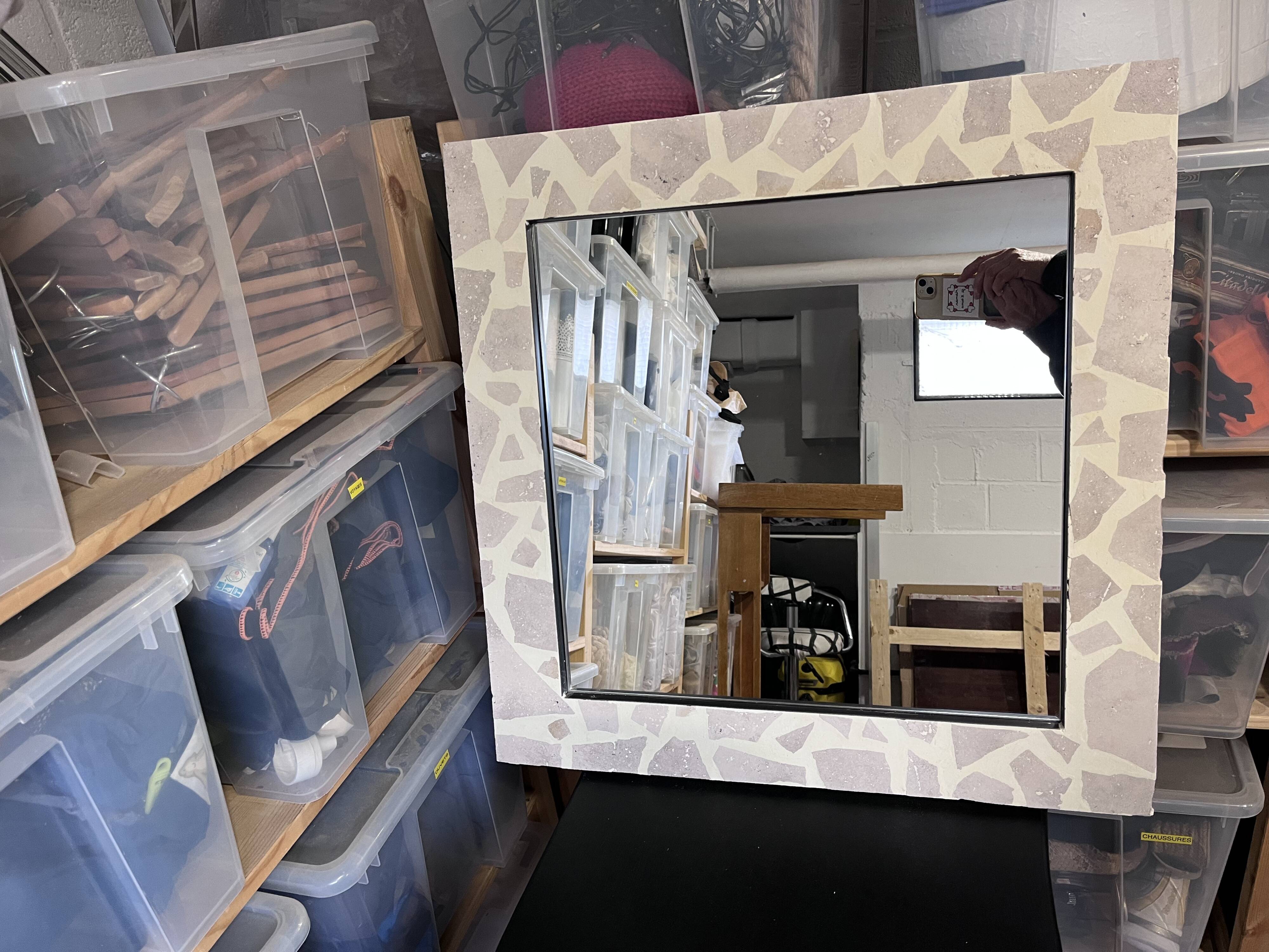 Miroir en travertin - fait main