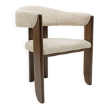 Eight Mid-century Modern Italian Bouclè and Walnut Dining Chairs, 1970s