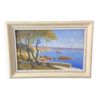 Tableau signé xavier sager 1881-1969 vue de nice