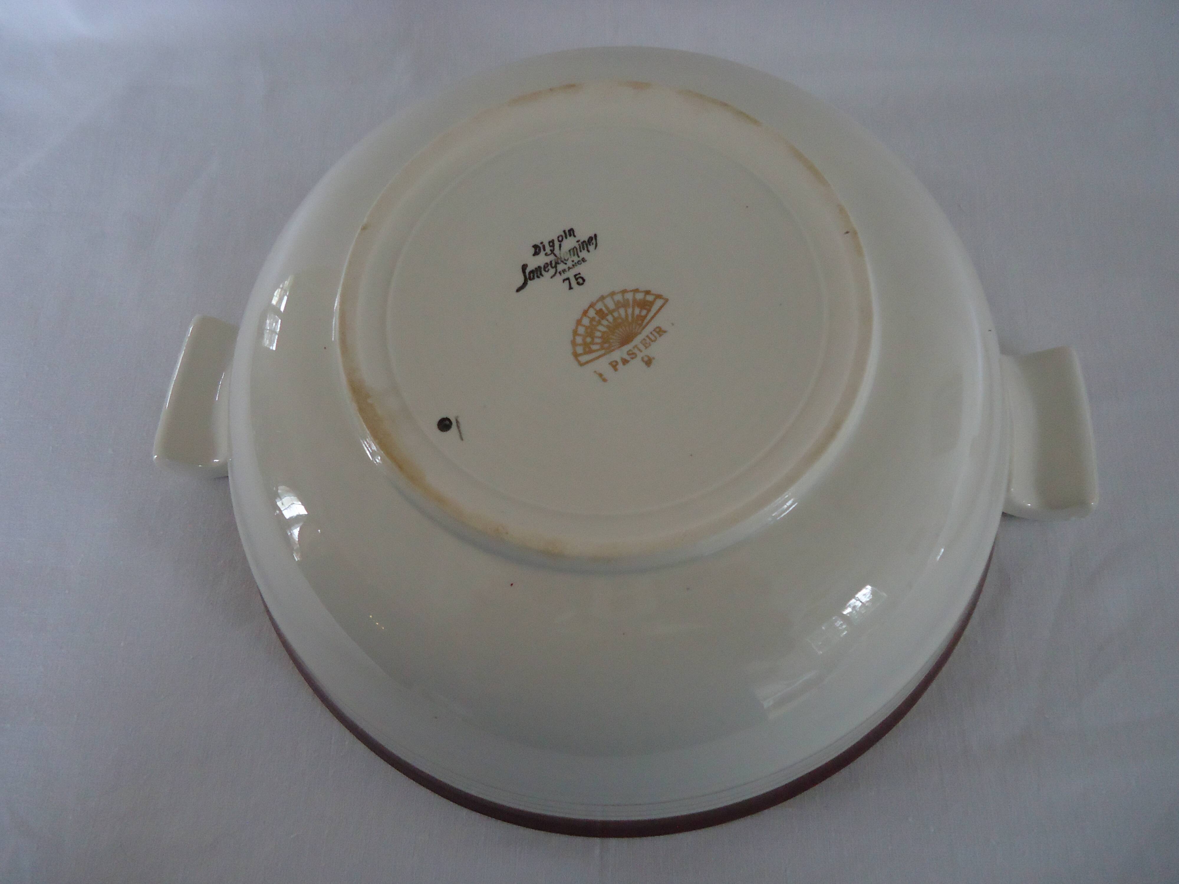 Opaque porcelain vegetable tureen/tureen from digoin sarreguemines, pasteur model