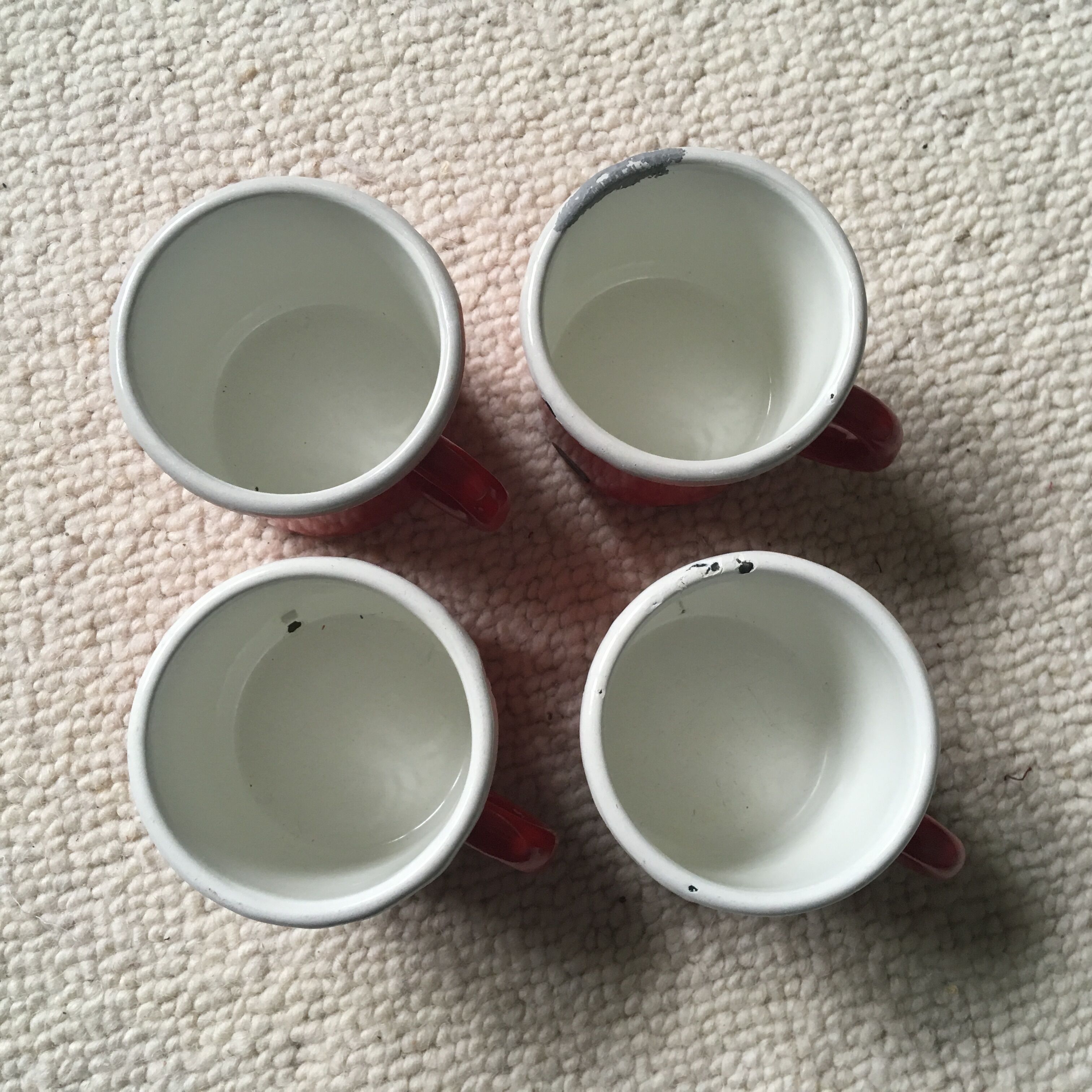 Set of 4 mugs, enamelled steel